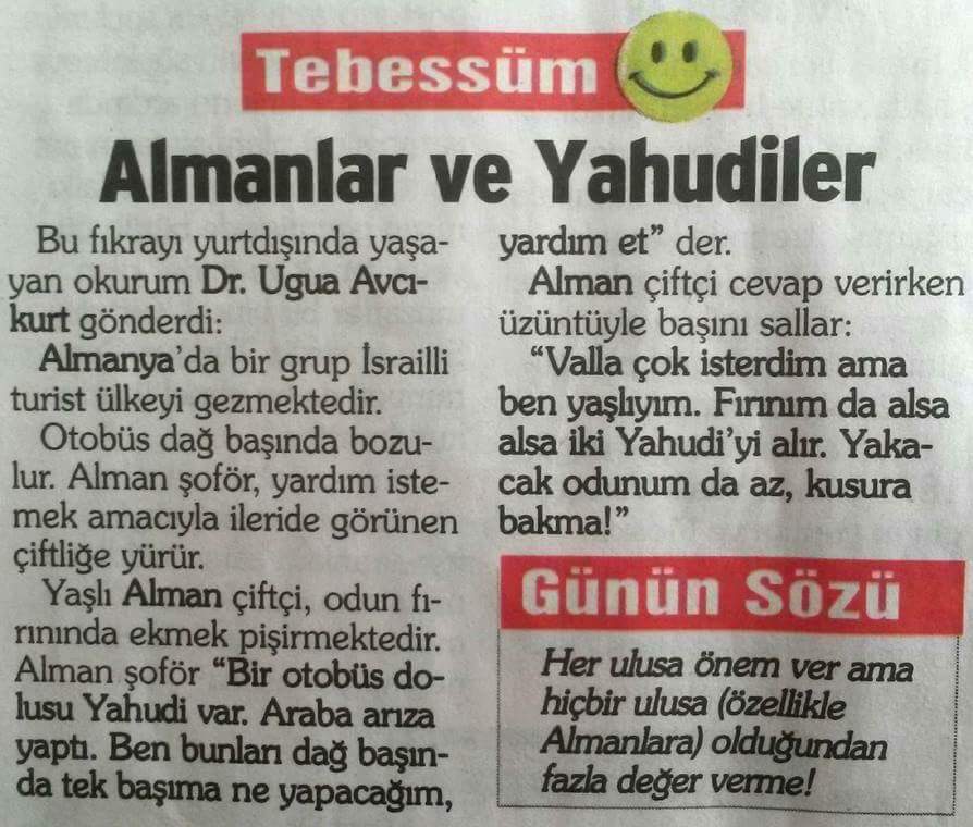 Sözcü’de ‘tebessüm’ ederken antisemitizm