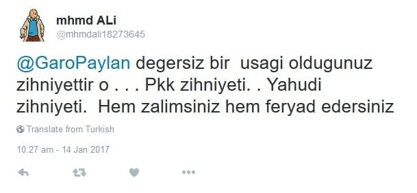 HDP’li Garo Paylan’a Twitter Üzerinden Antisemit Mesajlar – Serdar Korucu