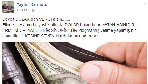 AK Partili yönetici: Elinde dolar bulunduran vatan hainidir, Ermenidir, Yahudidir, Siyonisttir