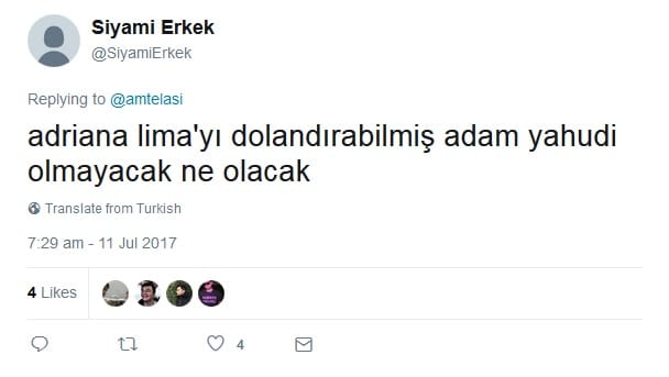 Adriana Lima-Metin Hara için Antisemit Mesajlar – Serdar Korucu