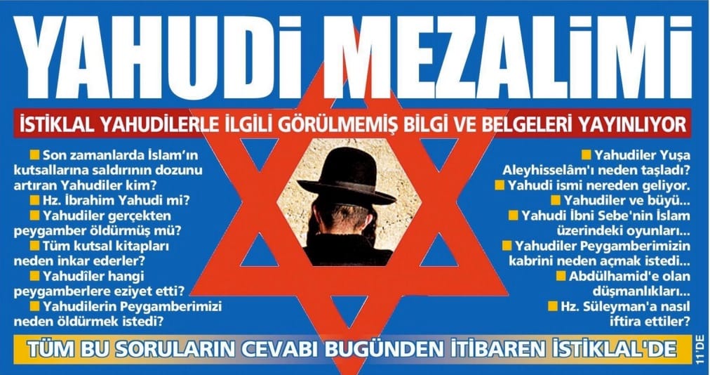 Nefret söylemi haftalık Z raporu’nda “Yahudi Mezalimi” haberi