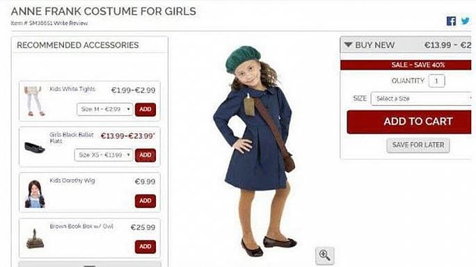 Shoah kurbanı Anne Frank’in “kostümü” Cadılar Bayramı (Halloween) için satışa çıktı
