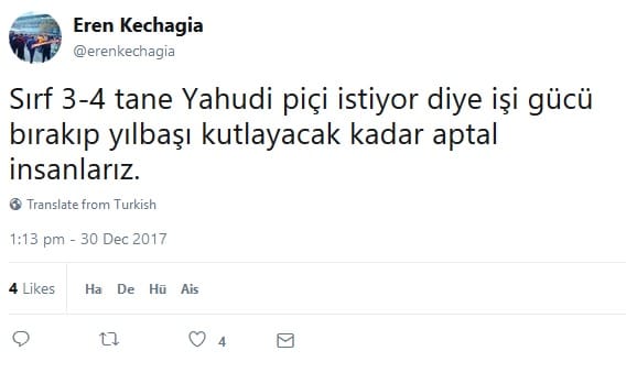 Yılbaşı Kutlamaları Üzerinden Antisemit Mesajlar – Serdar Korucu