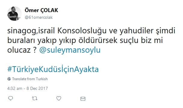#Kudüs Üzerinden Antisemit Mesajlar Sürüyor – Serdar Korucu