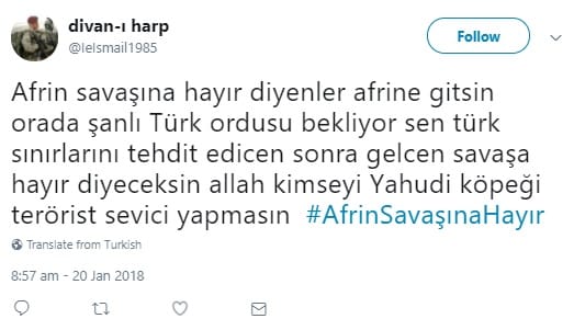 Afrin’e “Zeytin Dalı Harekatı” Üzerinden Antisemit Mesajlar – Serdar Korucu