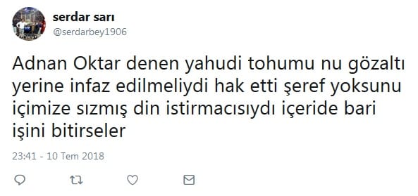 Twitter’da Adnan Oktar Üzerinden Antisemitizm – Serdar Korucu