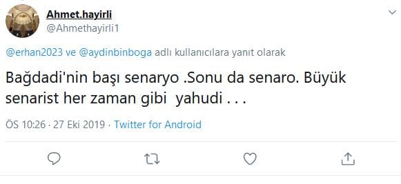ABD’nin Bağdadi Operasyonu Üzerinden Antisemit Mesajlar – Serdar Korucu