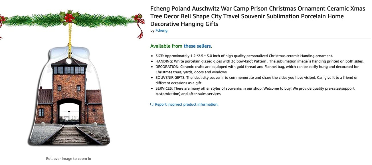 ‘Auschwitz Temalı’ Yılbaşı Süslemesi Satan Amazon’a Tepki