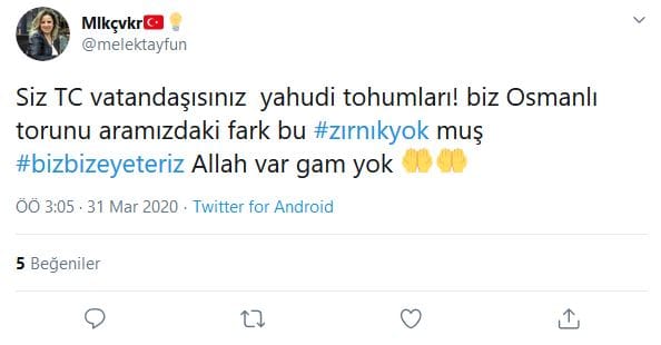 #BizBizeYeteriz ve #ZırnıkYok Üzerinden Antisemit Mesajlar – Serdar Korucu