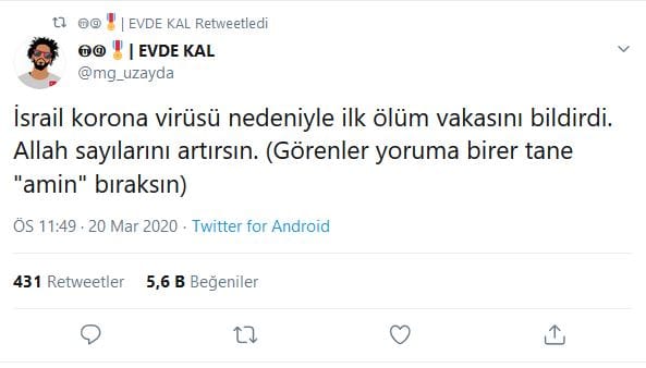 İsrail’de Koronavirüsten İlk Ölüm Üzerinden Antisemit Mesajlar – Serdar Korucu