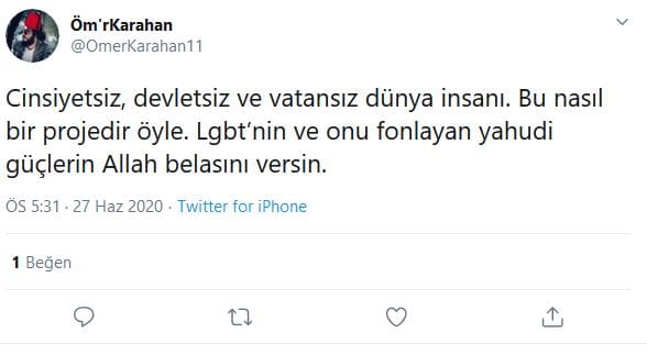 #LGBTFaaliyetleriDurdurulsun Üzerinden Antisemit Mesajlar – Serdar Korucu