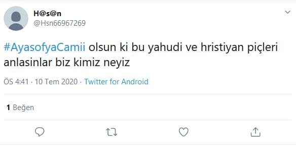 #AyasofyaCamii Üzerinden Antisemit Mesajlar – Serdar Korucu