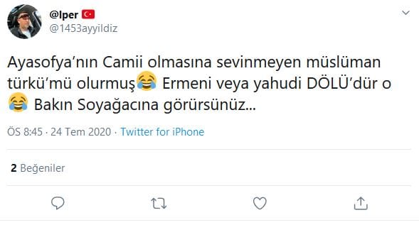 #Ayasofya Üzerinden Antisemit Mesajlar – Serdar Korucu