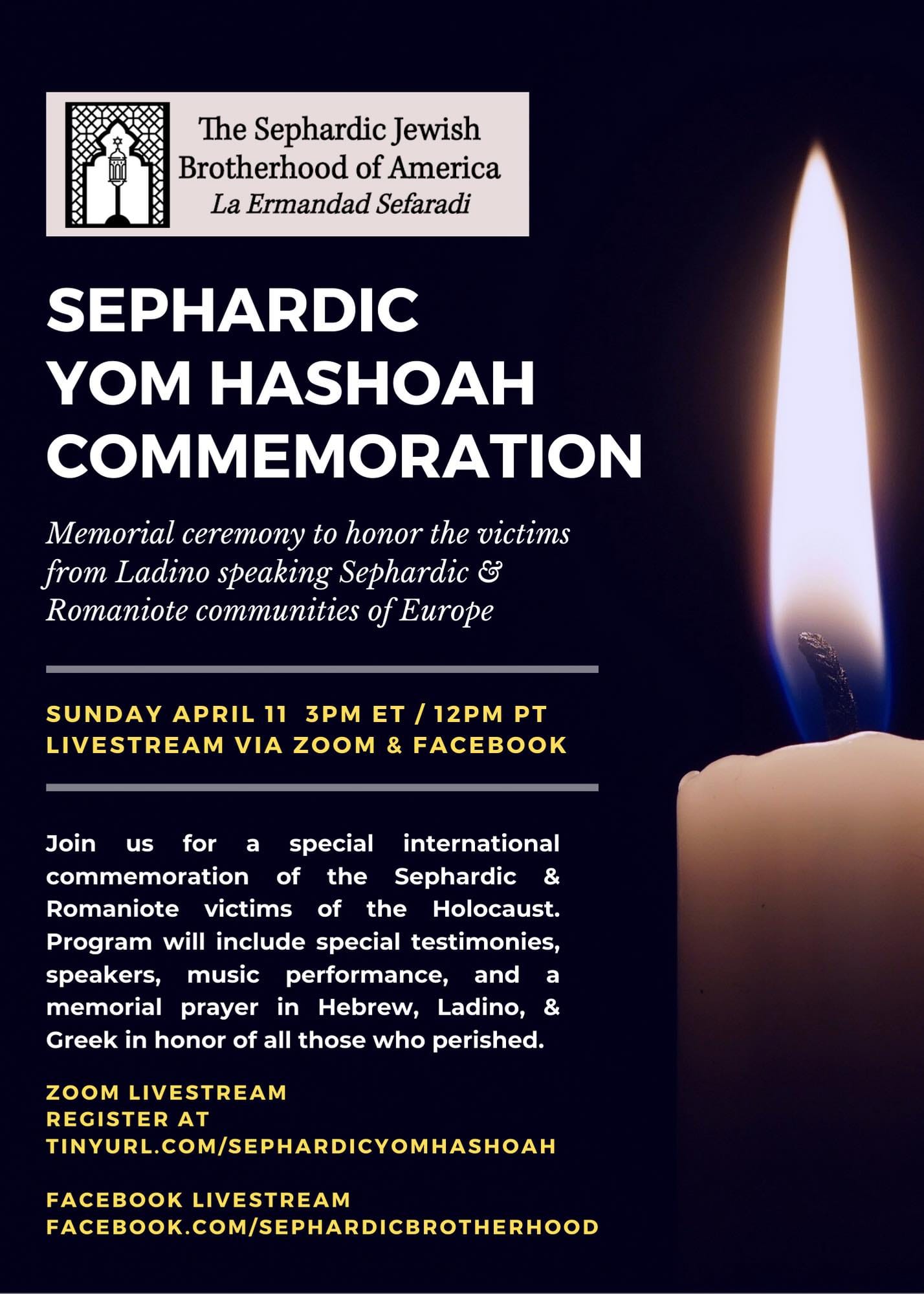 La Ermandad Çevrimiçi Holokost Anması 11 Nisan’da