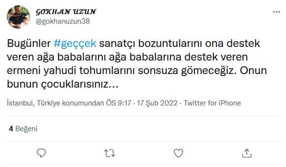 #Geççek ve #Tarkan Üzerinden Antisemit Mesajlar – Serdar Korucu