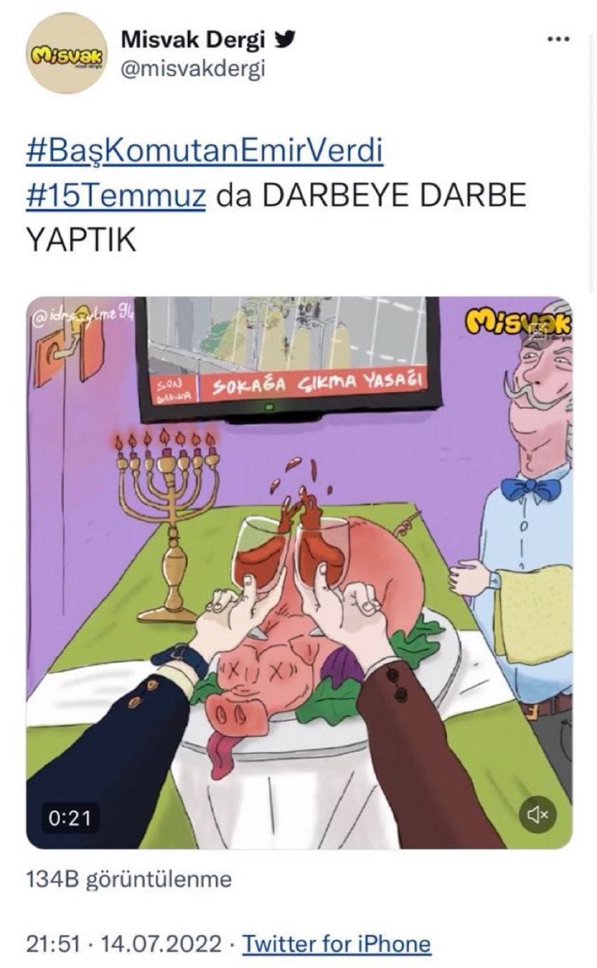Misvak’tan 15 Temmuz için Antisemit Karikatür