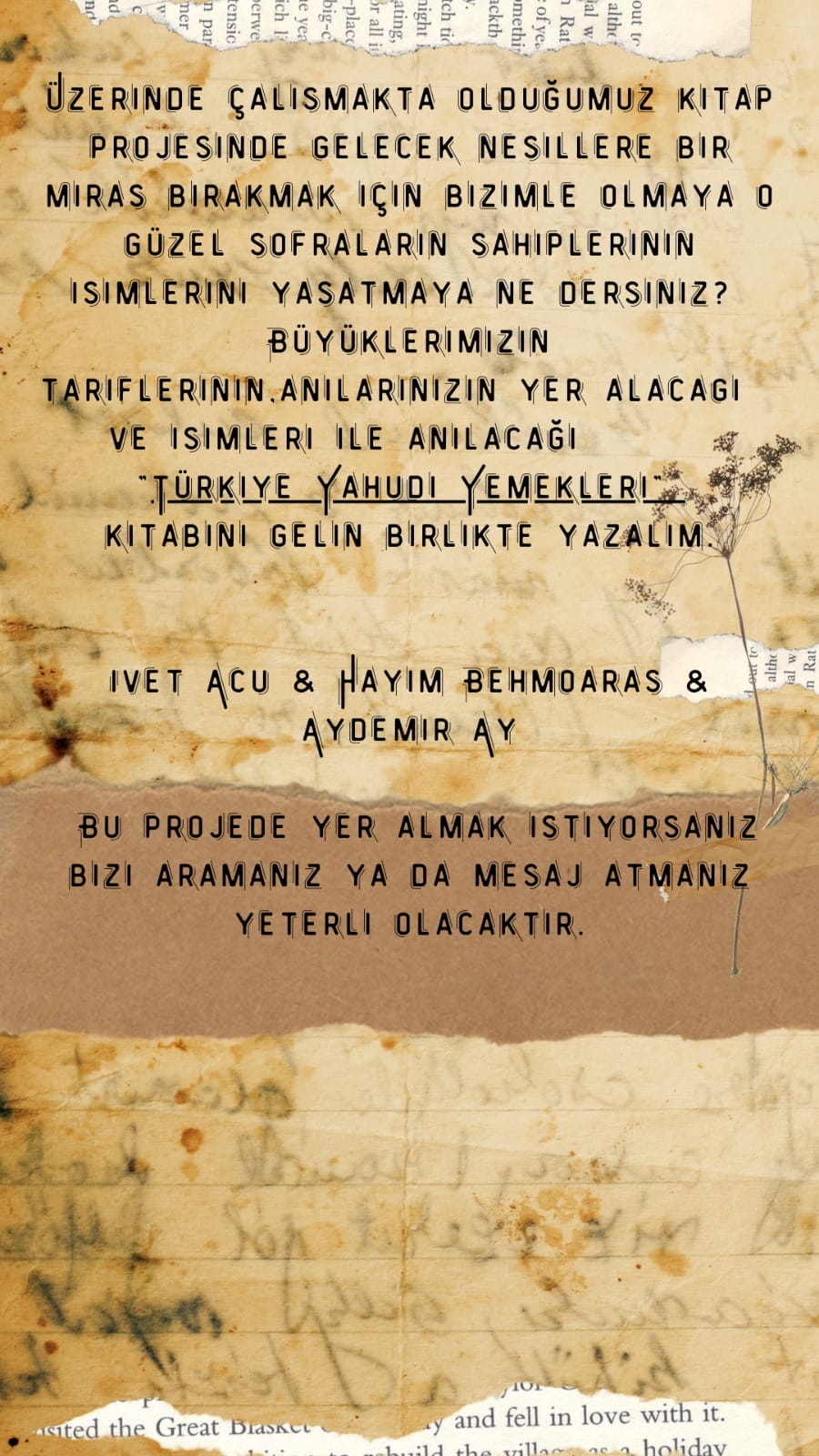 Türkiye Yahudi Yemekleri Kitabı Tariflerinizi Bekliyor