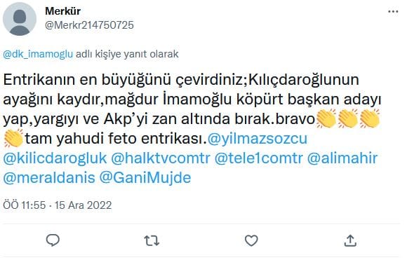 Ekrem İmamoğlu Üzerinden Antisemit Mesajlar – Serdar Korucu