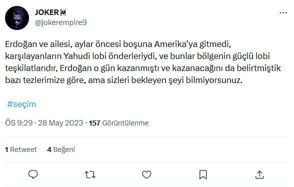 28 Mayıs Seçimleri Üzerinden Antisemit Mesajlar – Serdar Korucu
