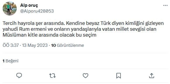 14 Mayıs Seçimi Öncesinde Antisemit Mesajlar – Serdar Korucu