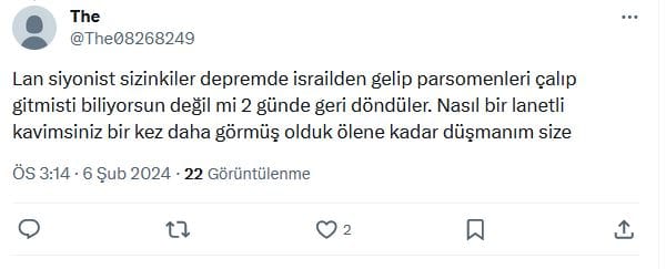 Türk Yahudi Toplumu’nun #6subat #deprem Mesajı Üzerinden Antisemit Mesajlar – Serdar Korucu