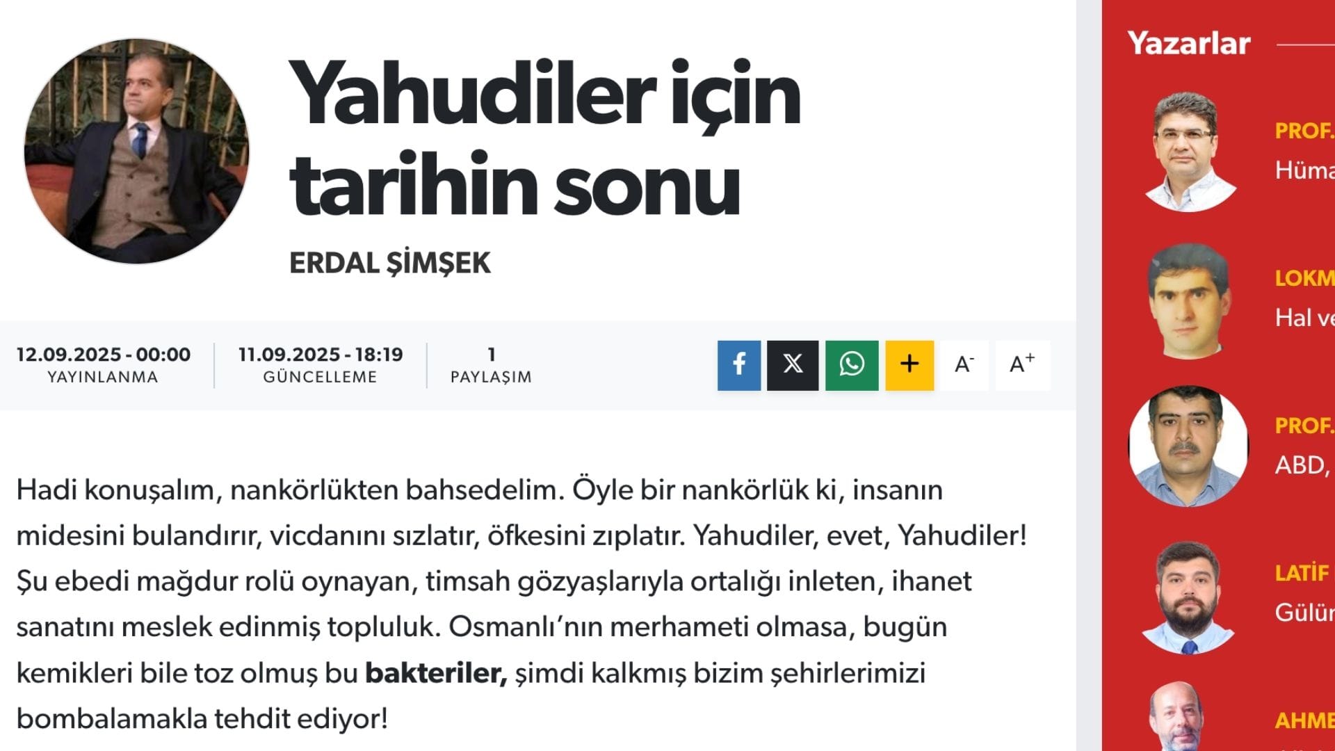 “Osmanlı’nın merhameti olmasa, bugün kemikleri bile toz olmuş bu bakteriler”