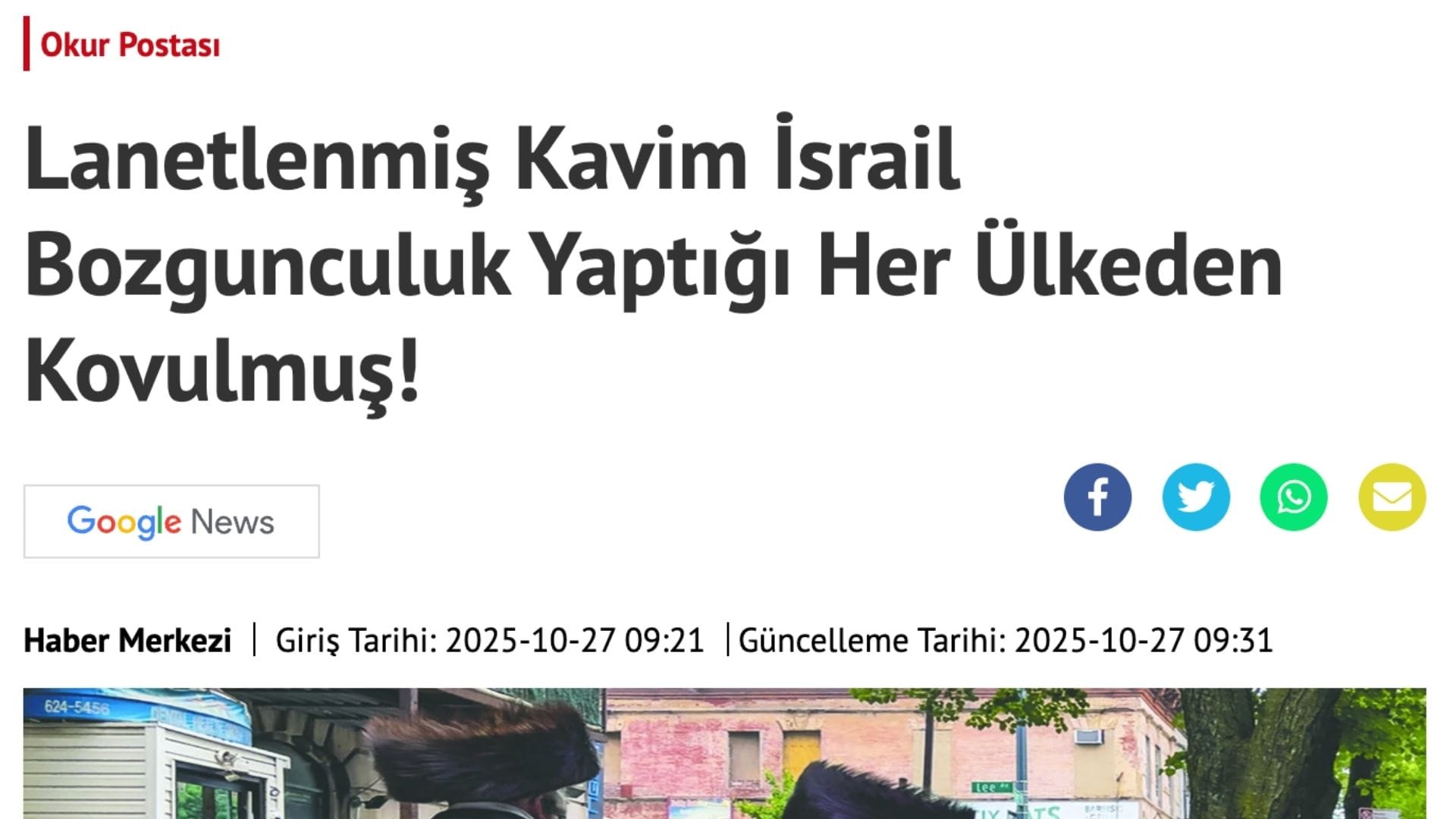 Yeni Akit’ten antisemit haber: “Lanetlenmiş Kavim”